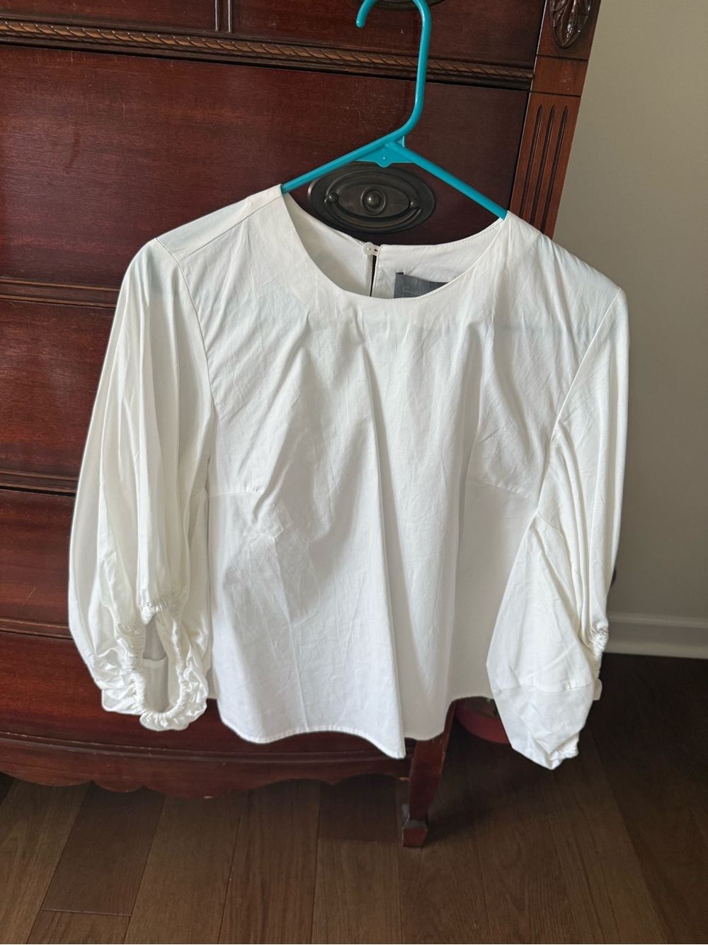 Anthropologie White Puff-Sleeve Blouse